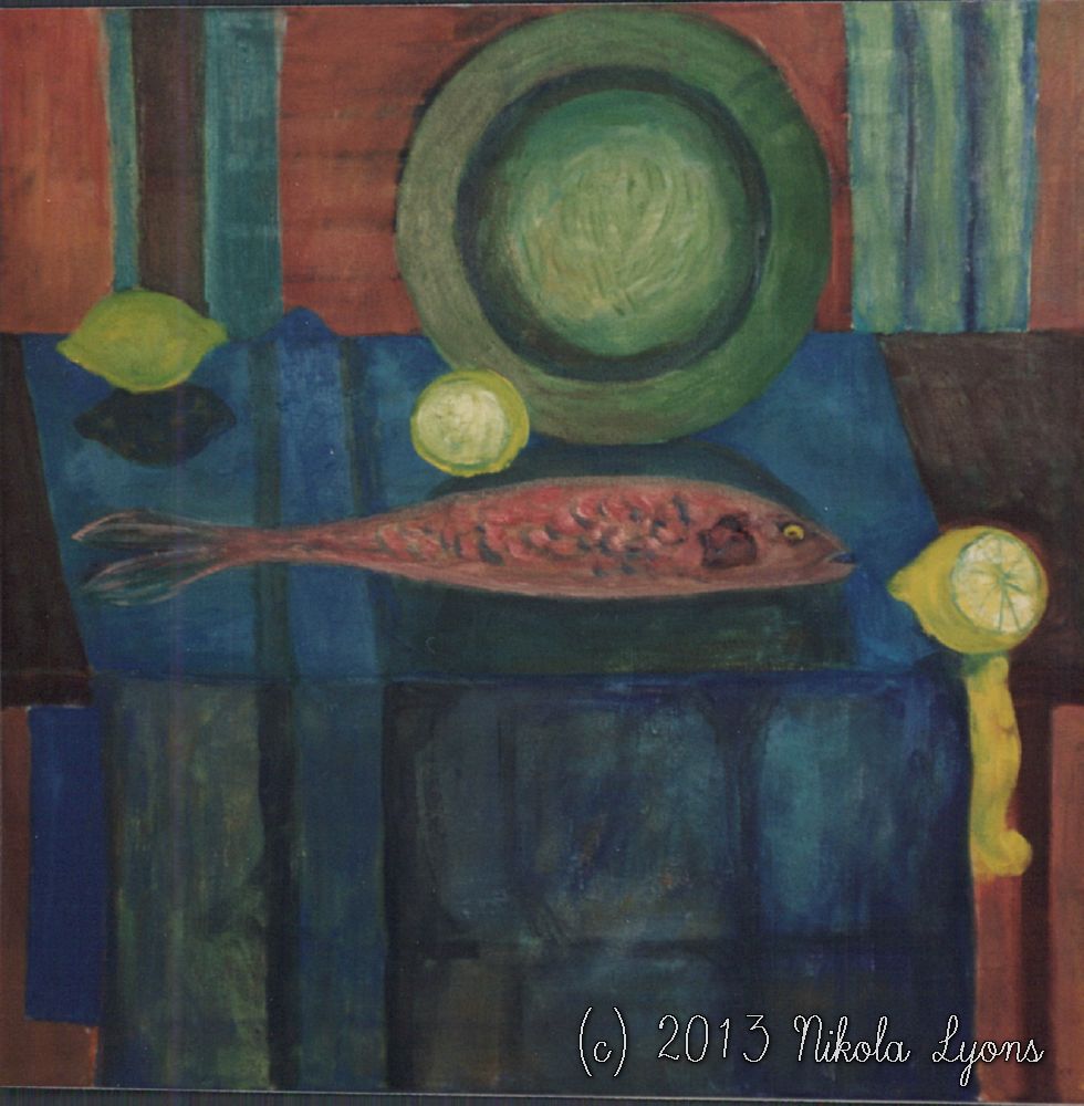 Nikola Lyons: Pink Still Life With Fish